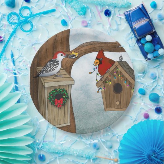 Bird House Holiday Papieren Bordje (Feest)