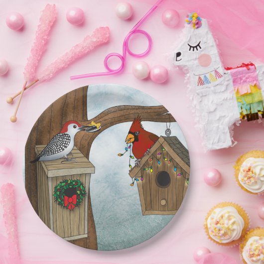 Bird House Holiday Papieren Bordje (Feest)