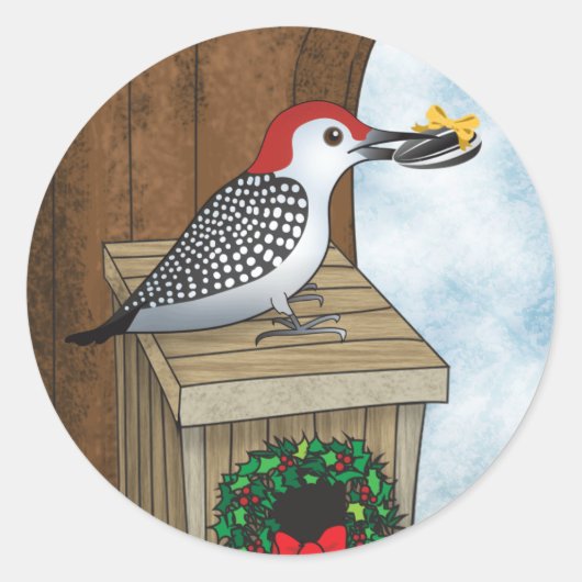 Bird House Holiday Ronde Sticker (Voorkant)