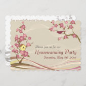 Bird House Housewarming Party Invitation Grey Kaart (Voorkant / Achterkant)