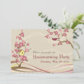 Bird House Housewarming Party Invitation Grey Kaart (Staand voorkant)