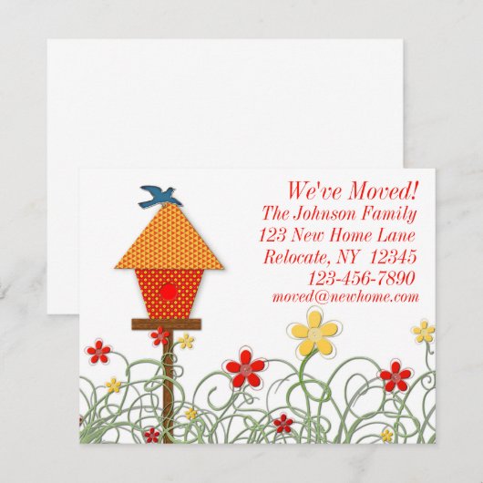 Bird House Moving Announement Aankondiging (Voorkant / Achterkant)