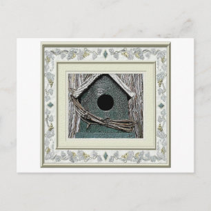 Bird House Post-kaart. New Home, we zijn verhuisd. Aankondigingskaart