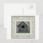 Bird House Post-kaart. New Home, we zijn verhuisd. Aankondigingskaart (Voorkant / Achterkant)