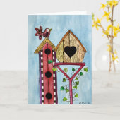 Bird House Wenskaart Kaart (Gele Bloem)