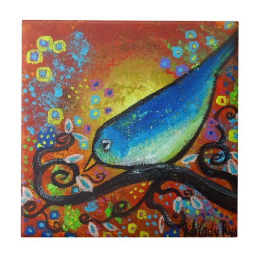 Bird III~Days End Tile Onderzetter Tegeltje (Voorkant)