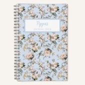Bird in Blossom Blue Personalized Journal Notebook Notitieboek (Voorkant)