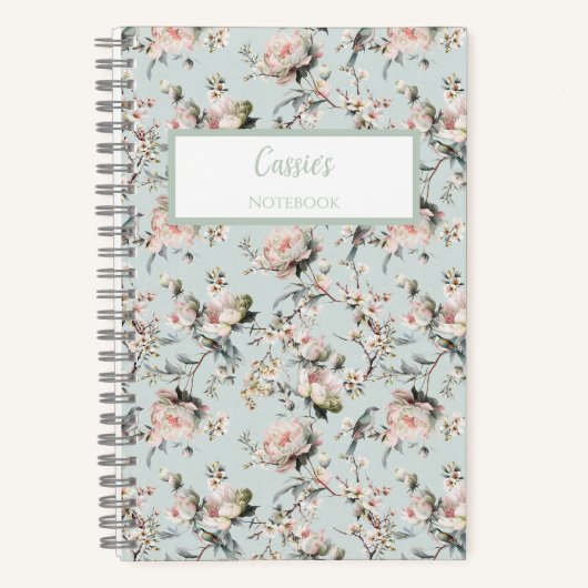 Bird in Blossom Personalized Journal Notebook Notitieboek (Voorkant)