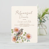 Bird in Flowering Branches Rehearsal Dinner Kaart (Staand voorkant)