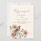 Bird in Flowering Branches Rehearsal Dinner Kaart (Voorkant)