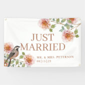 Bird in Flowers Just Married Car Banner (Horizontaal)