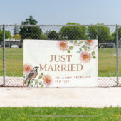 Bird in Flowers Just Married Car Banner (Insitu)