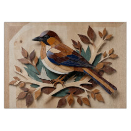 Bird intarsia art print chopping board snijplank