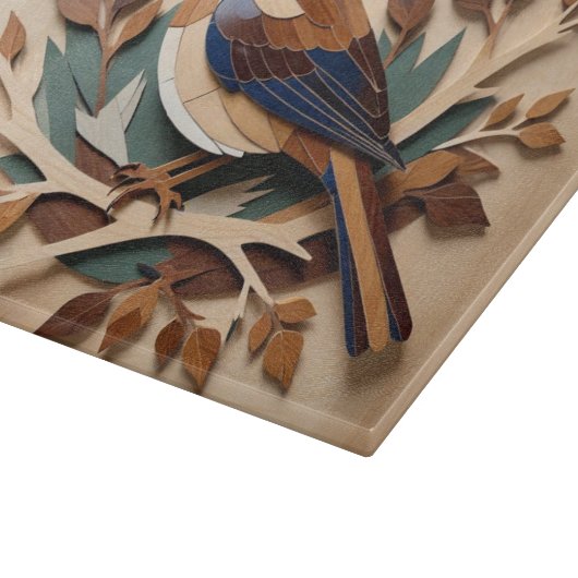 Bird intarsia art print chopping board snijplank (Hoek)