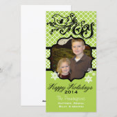 Bird Joy Green Prettige feestdagen Photo Card Feestdagenkaart (Voorkant / Achterkant)