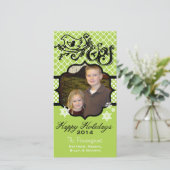 Bird Joy Green Prettige feestdagen Photo Card Feestdagenkaart (Staand voorkant)