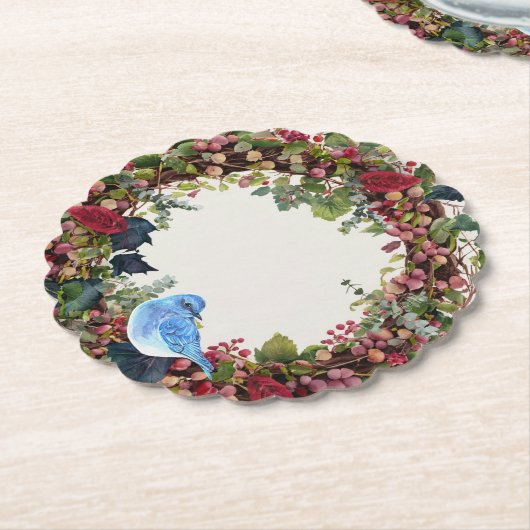 Bird & krans papier Onderzetter (Gekanteld)