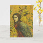 Bird Lady Greetings Card Kaart (Gele Bloem)
