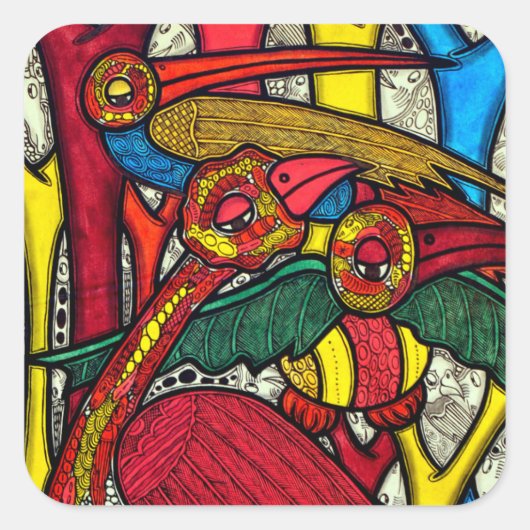 Bird Life Vierkante Sticker (Voorkant)