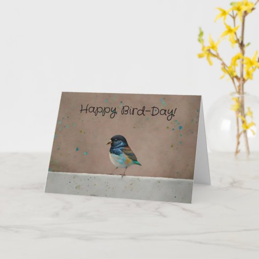 Bird Lover Birder Whimsical Pun Funny Birthday Kaart (Gele Bloem)