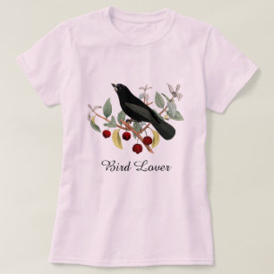 Bird Lover Blackbird Pink T-shirt