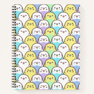 Bird Lover Blue Yellow Cartoon Budgies Patroon Notitieboek
