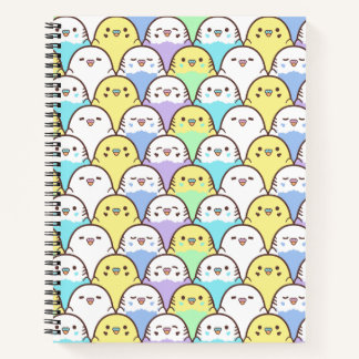 Bird Lover Blue Yellow Cartoon Budgies Patroon Notitieboek