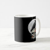 Bird Lover  Crow Skull Moon Raven Gothic Pr Koffiemok (Voorkant rechts)
