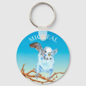 Bird Lover Parakeet Waterverf Gepersonaliseerd Sleutelhanger (Voorkant)
