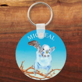 Bird Lover Parakeet Waterverf Gepersonaliseerd Sleutelhanger (Voorkant)