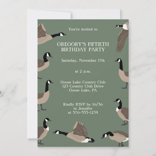 Bird Lovers Canada Geese Birthday Party Invitation Kaart (Voorkant)