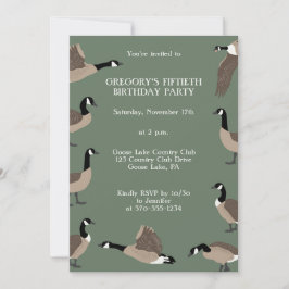 Bird Lovers Canada Geese Birthday Party Invitation Kaart