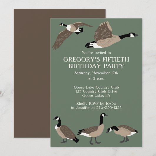 Bird Lovers Canada Geese Birthday Party Kaart (Voorkant / Achterkant)