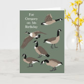 Bird Lovers Canada Geese Illustratie Birthday Kaart (Gele Bloem)
