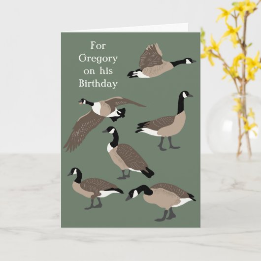Bird Lovers Canada Geese Illustratie Birthday Kaart (Gele Bloem)