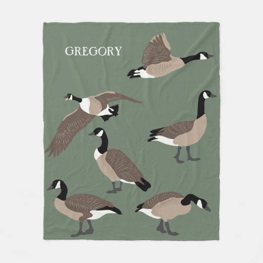 Bird Lovers Canada Geese Illustration Personalized Fleece Deken (Voorkant)