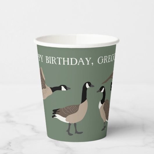Bird Lovers Canada Geese Illustration Personalized Papieren Bekers (Links)
