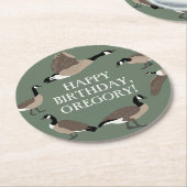 Bird Lovers Canada Geese Illustration Personalized Ronde Kartonnen Onderzetter (Gebogen)
