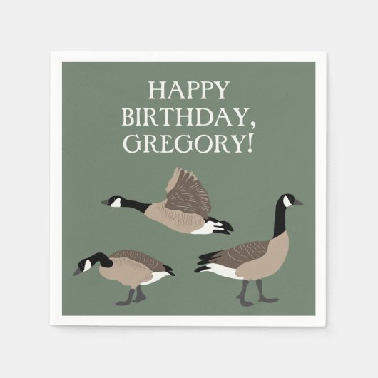 Bird Lovers Canada Geese Illustration Personalized Servet (Voorkant)