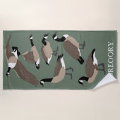 Bird Lovers Canada Geese Illustration Personalized Strandlaken (Voorkant)