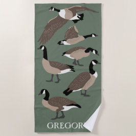 Bird Lovers Canada Geese Illustration Personalized Strandlaken