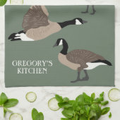 Bird Lovers Canada Geese Illustration Personalized Theedoek (Gevouwen)