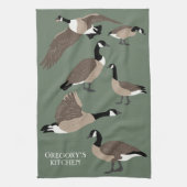 Bird Lovers Canada Geese Illustration Personalized Theedoek (Verticaal)