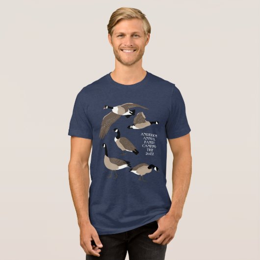 Bird Lovers Canada Geese Illustration Personalized Tri-Blend Shirt (Voorkant volledig)