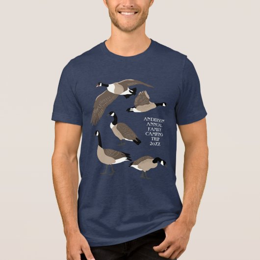 Bird Lovers Canada Geese Illustration Personalized Tri-Blend Shirt (Voorkant)