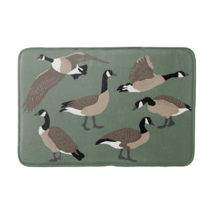 Bird Lovers Canada Geese Illustration Sage Green Badmat