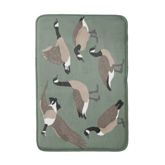 Bird Lovers Canada Geese Illustration Sage Green Badmat (Voorkant Verticaal)