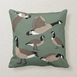 Bird Lovers Canada Geese Illustration Sage Green Kussen