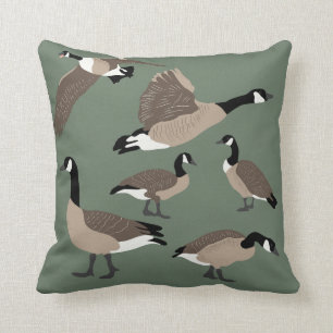 Bird Lovers Canada Geese Illustration Sage Green Kussen