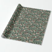 Bird Lovers Canada Geese Pattern Sage Green Cadeaupapier (Uitgerold)